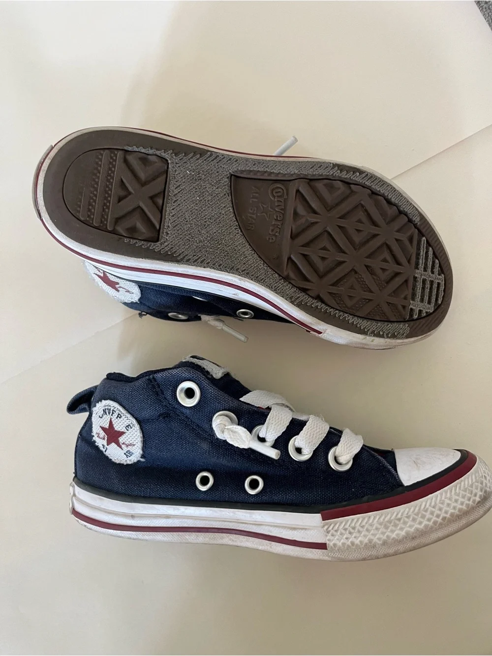 Converse Kids Navy Blue and White High-Top Sneakers